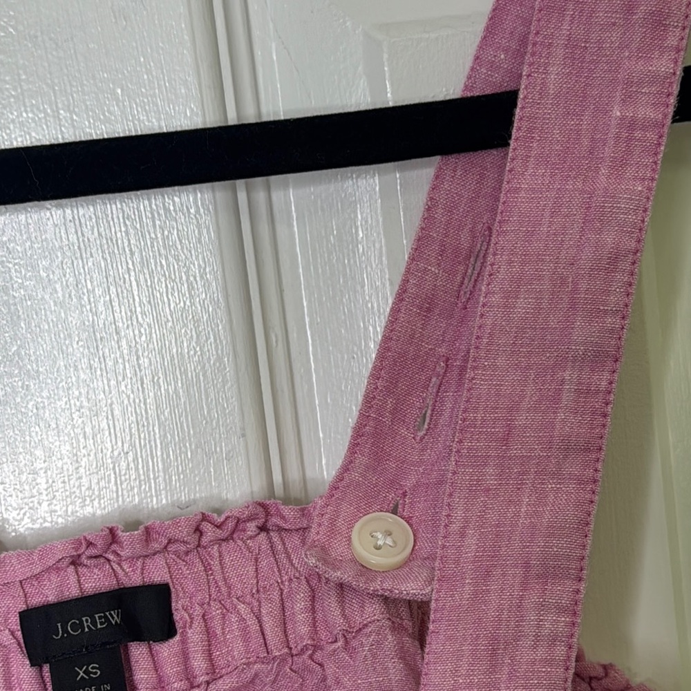 J. Crew Pink Linen Sleeveless Jumpsuit with Elasticized Neckline - Picture 5 of 8